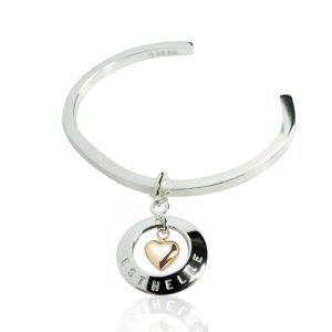 Stelarmring med cirkel hängandes och guldhjärta