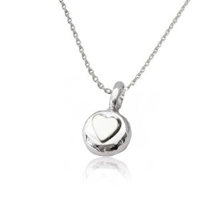 pyttelitet barnhalsband & dophalsband med hjärta i silver