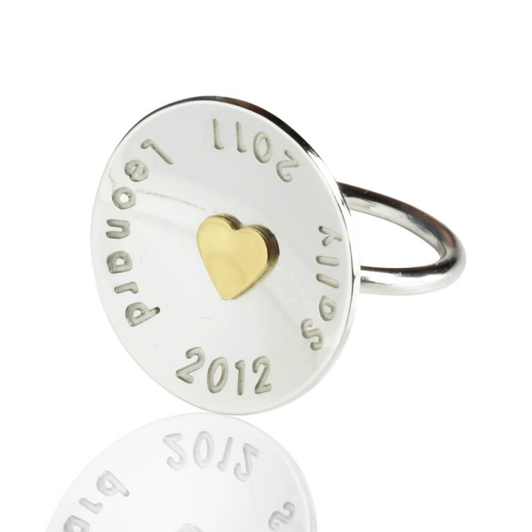 Heart of gold silverring