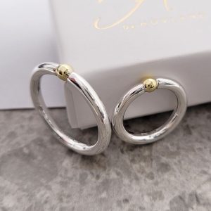 silverringar med 18k guldkula