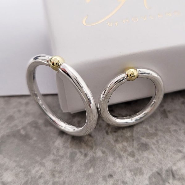 silverringar med 18k guldkula