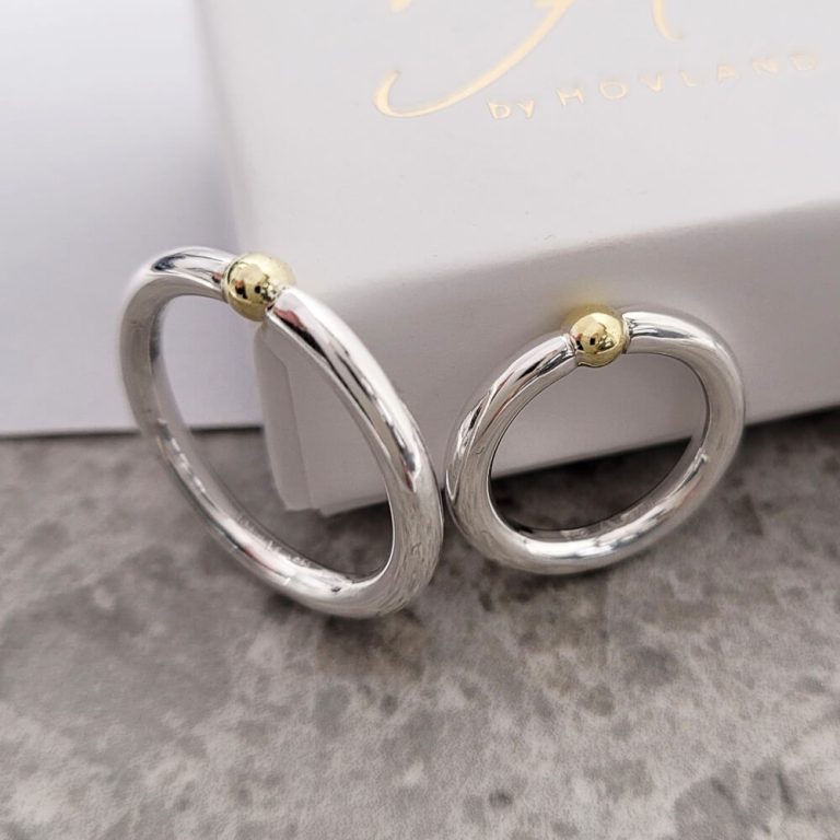silverringar med 18k guldkula