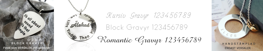 Exempel på olika text stilar för gravyr