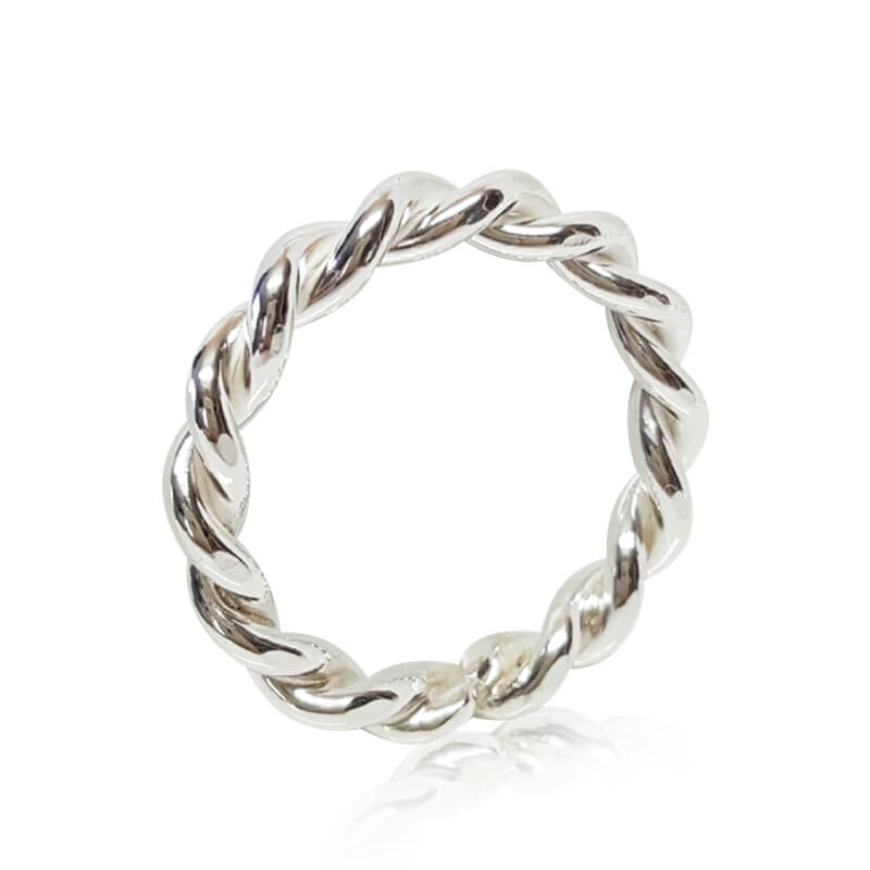 Twistad silverring tjock