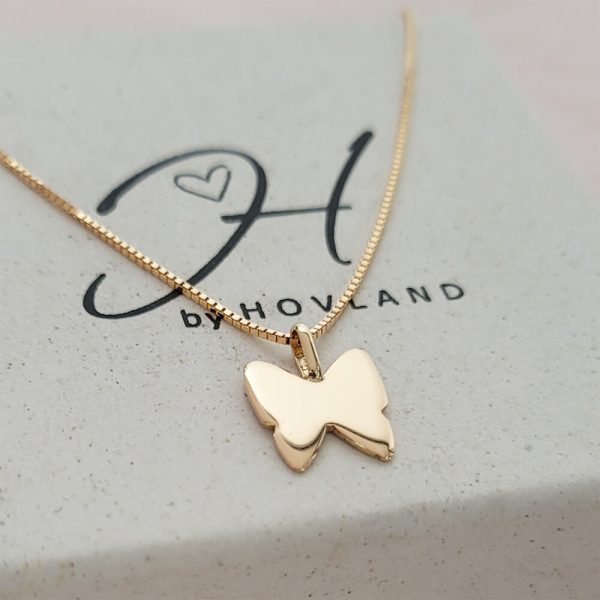 Guldhalsband med fjäril i 18k kedjan är en venizia