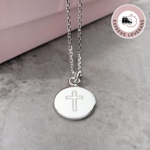 Konfirmationshalsband i silver med kors